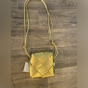 Vegan Gold Woven Shoulder Bag NWT